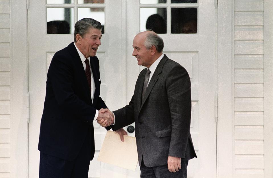 Gorbachev and Reagan Shake Hands