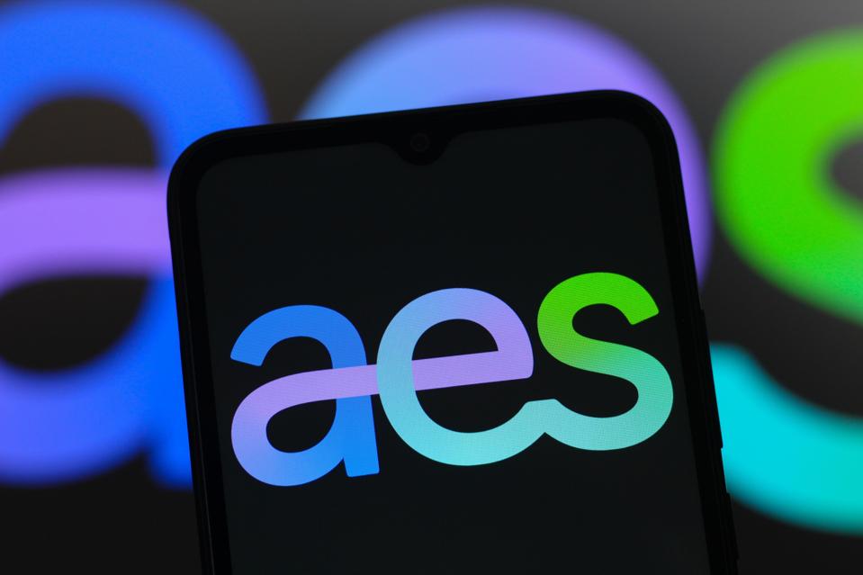 In this photo illustration, the AES Corporation logo is seen...