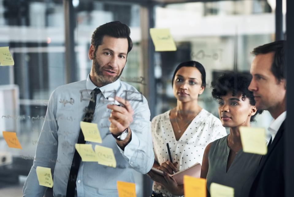 Business people, manager and planning notes.