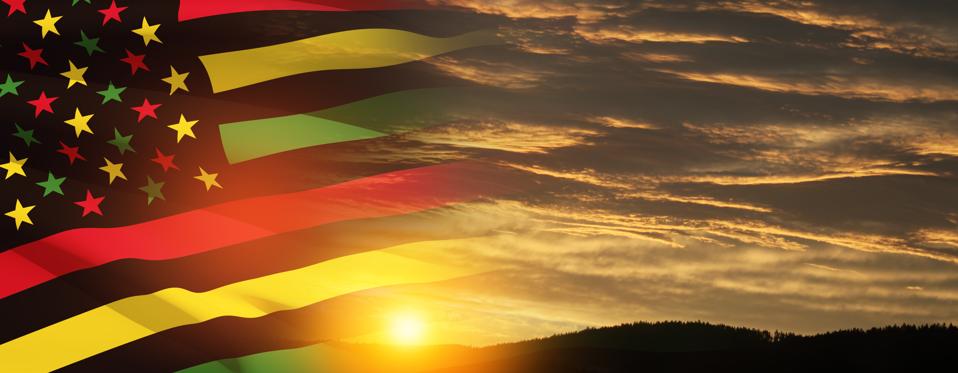 Alternative Juneteenth Flag with sunrise or sunset. Since 1865. Banner.