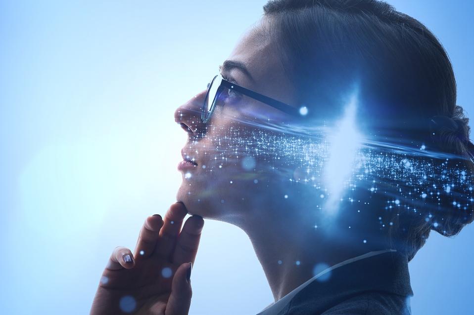 Thinking woman concept. Imagination. Creative.