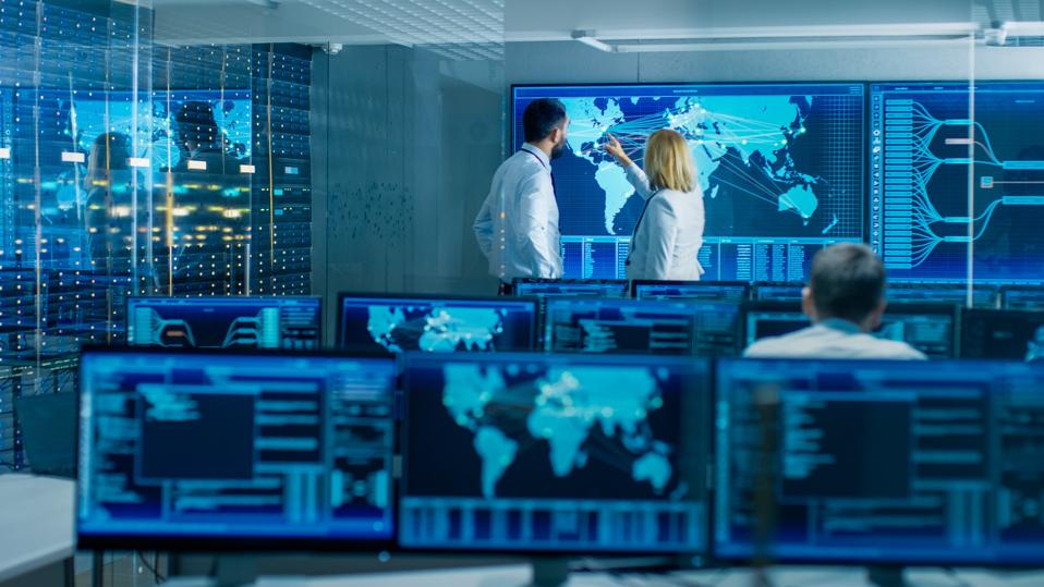 System monitoring room with operators