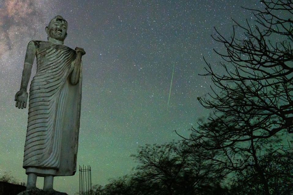 Milky Way Seen Over The Temple In Kantale, Sri Lanka