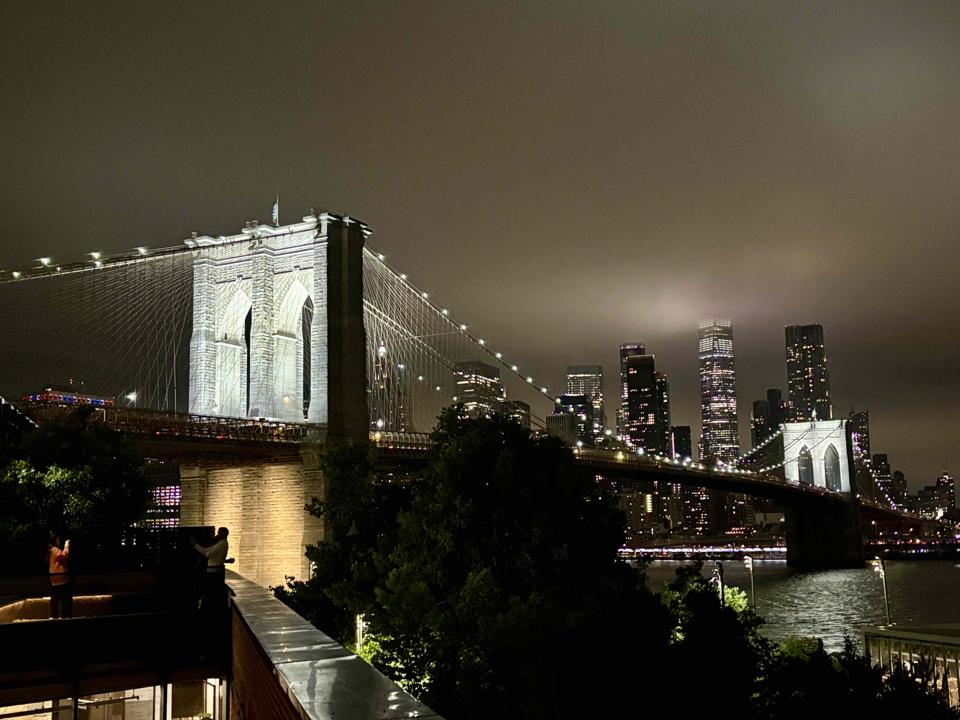 Brooklyn Bridge at night photo by Leslie Kelly