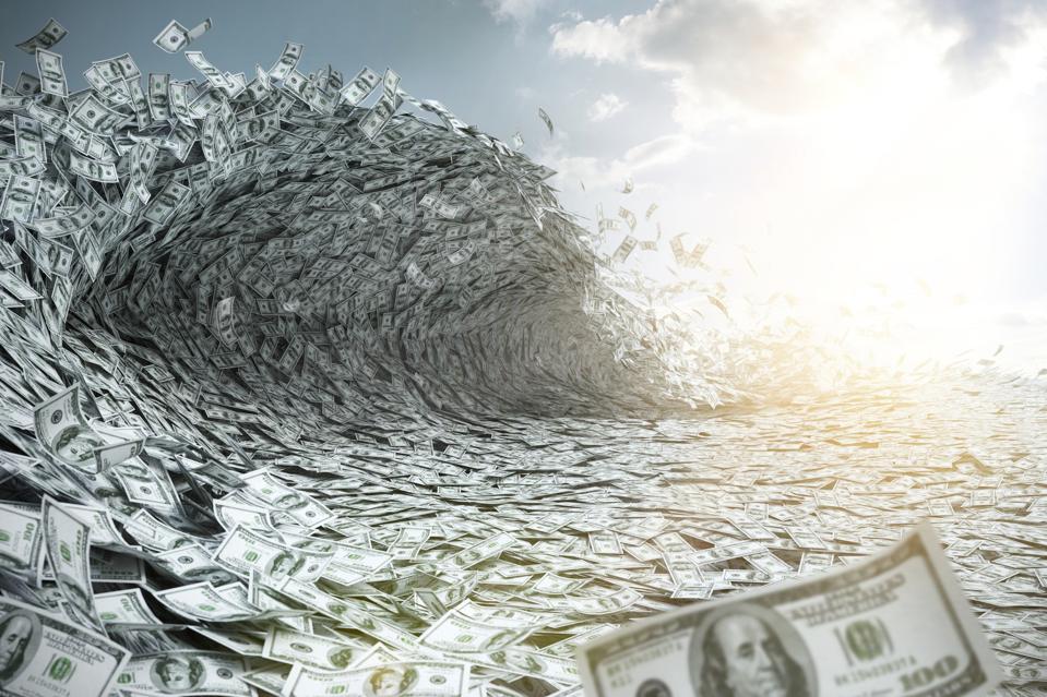 Sea wave made of money