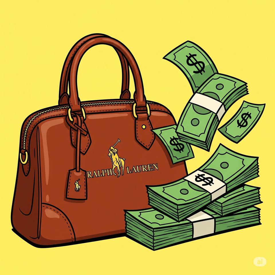 A Ralph Lauren handbag and cash in USD