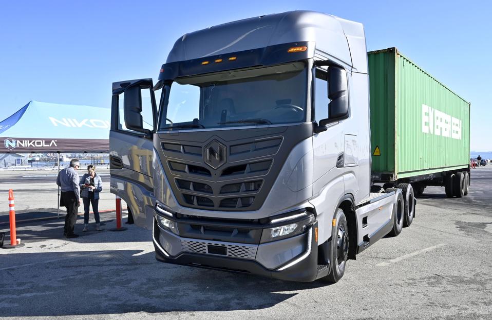 First 2 of 100 zero-emissions electric trucks delivered to Port of Los Angeles.