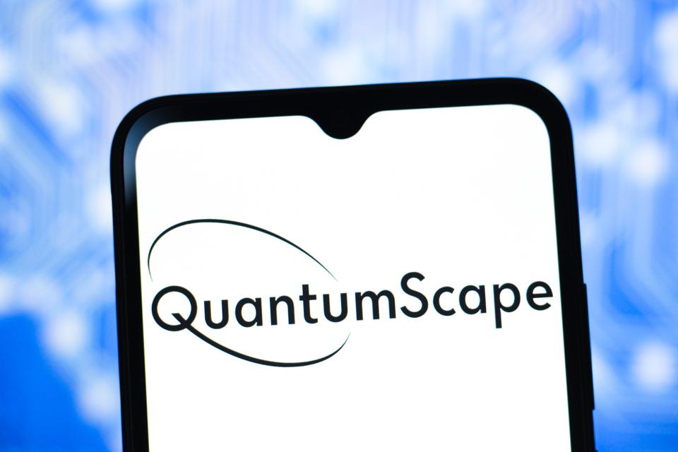 In this photo illustration, the QuantumScape logo is seen...