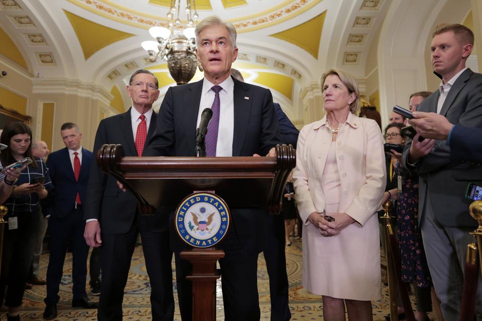 Senators Speak To The Press On Capitol Hill Following Weekly Policy Luncheons