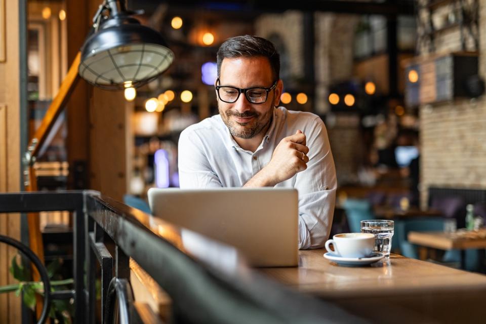 Digital business moments, coffee and online conference
