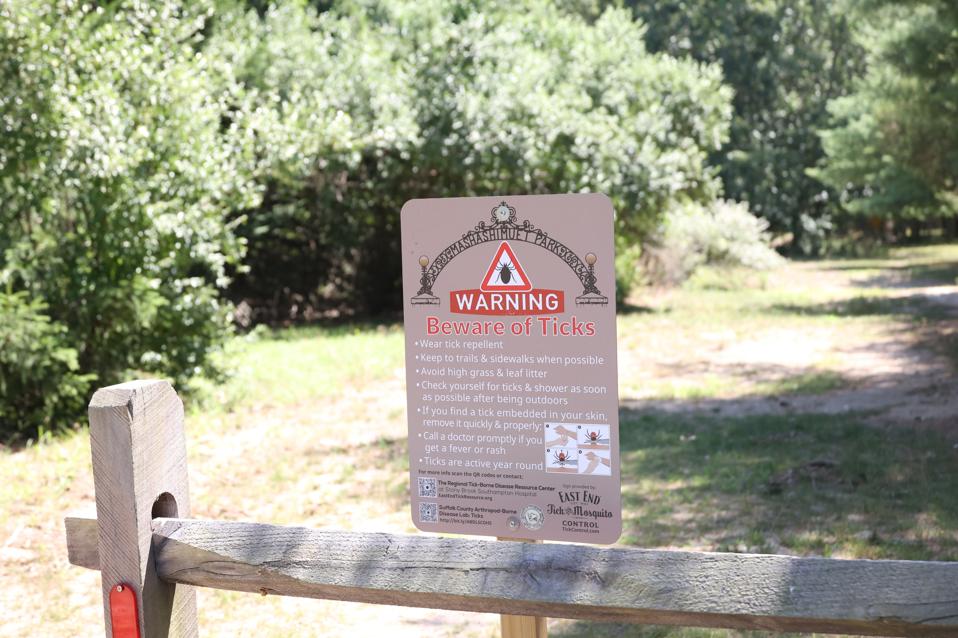 Tick Warning Sign in Sag Harbor, New York