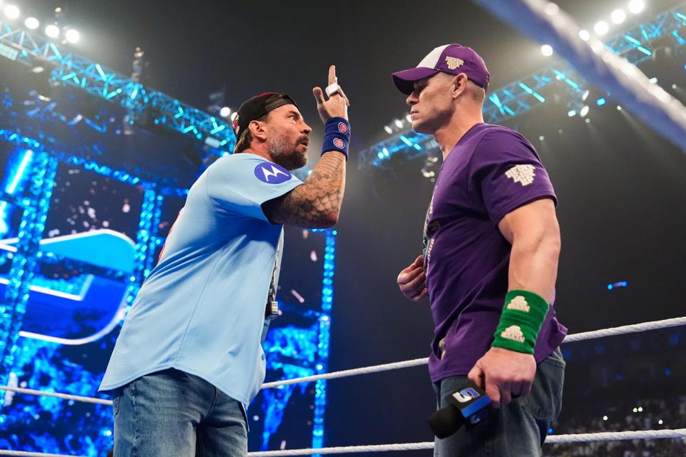 CM Punk and John Cena face off on SmackDown in Saudi Arabia.