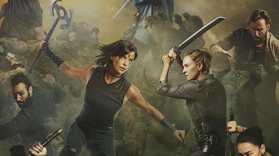 "The Old Guard 2" parial poster featuring Charlize Theron and Uma Thurman.