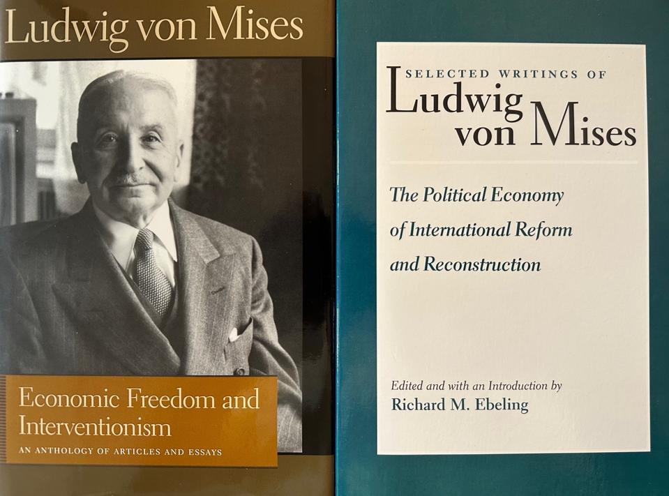 Book covers of two of von Mises books with policy articles