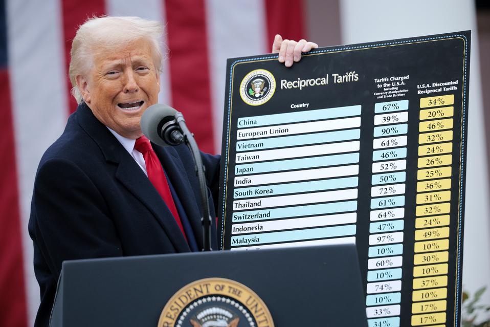 President Trump announcing retaliatory tariffs on April 2, which he dubbed "Liberation Day." His self-imposed 90-day pause ends on July 9, as a number of data points suggest rough terrain ahead.