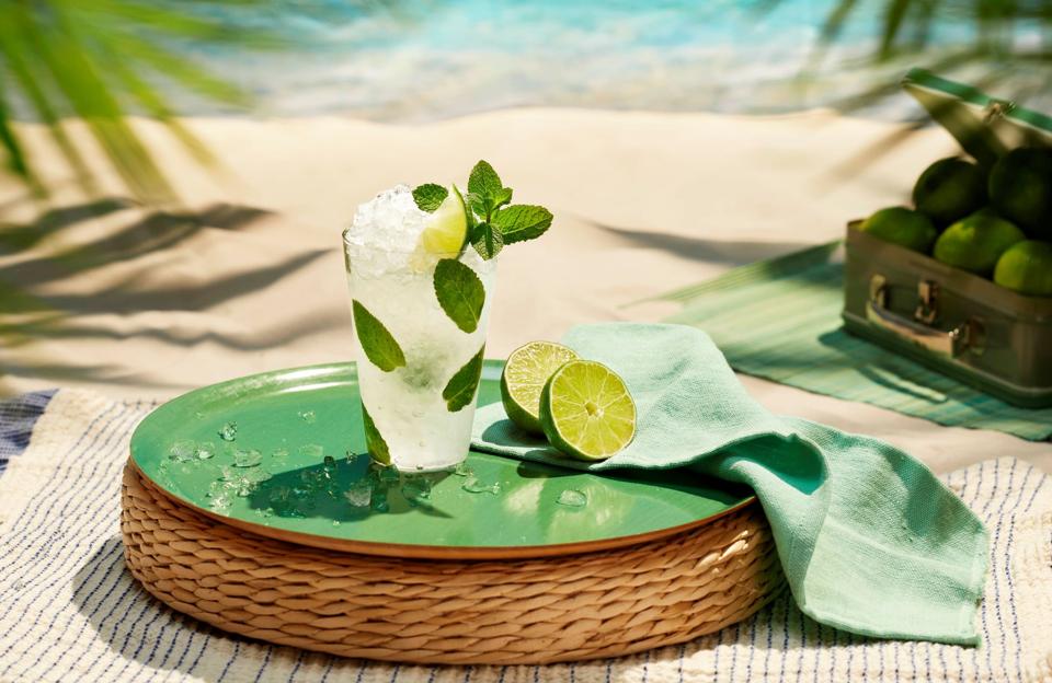 A mojito cocktail on the beach