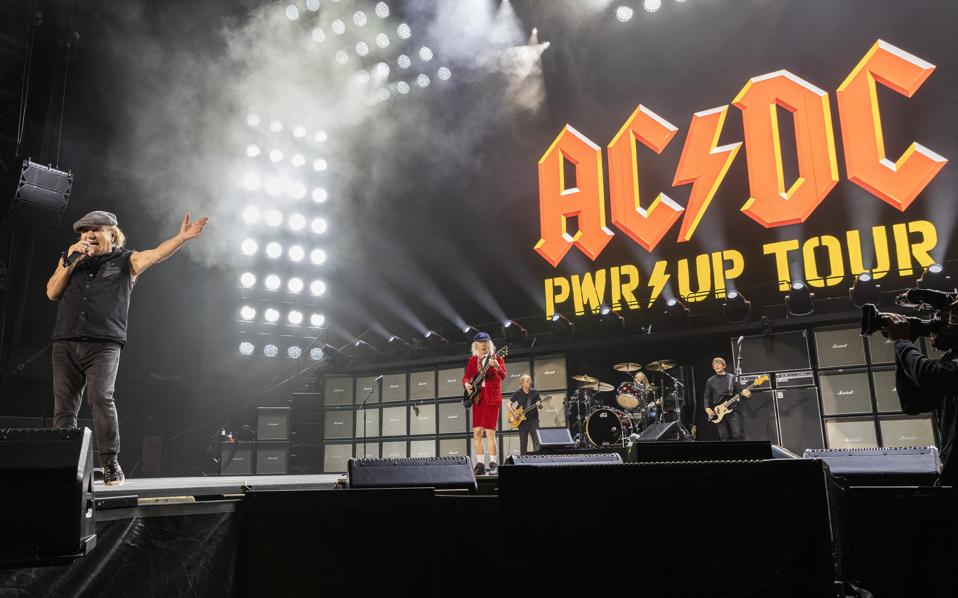 AC/DC perform on stage during the 'Power Up' tour. Saturday, May 24, 2025 at Soldier Field in Chicago, IL (Photo by Barry Brecheisen)