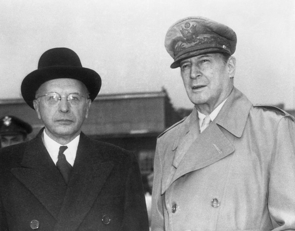 Douglas MacArthur Discusses Japan Budget