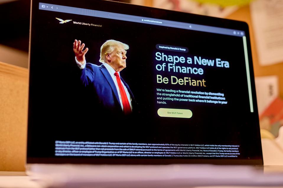 World Liberty Financial's website showing President Donald Trump