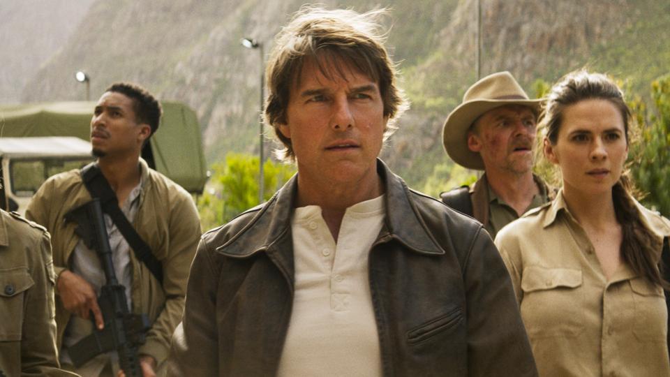 Greg Tarzan Davis, Tom Cruise, Simon Pegg and Hayley Atwell in "Mission Impossible: The Final Reckoning."