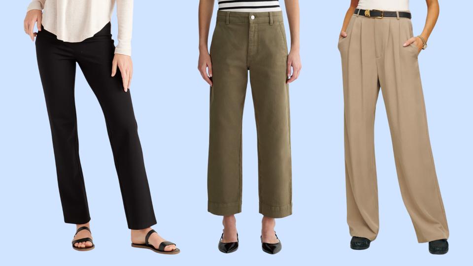 womens dress pants that fit like jeans Aayomet Dress Pants Women Women Solid Color Jeans Sagging Loose Slim Waist Straight Pants Women's Casual Formal Pants for Women,Khaki S