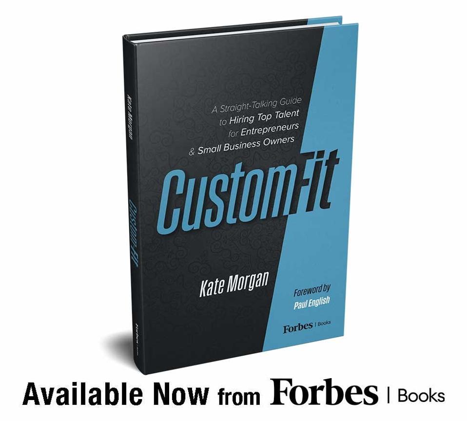 Book cover of “Custom-Fit” by Kate Morgan; availability announcement.