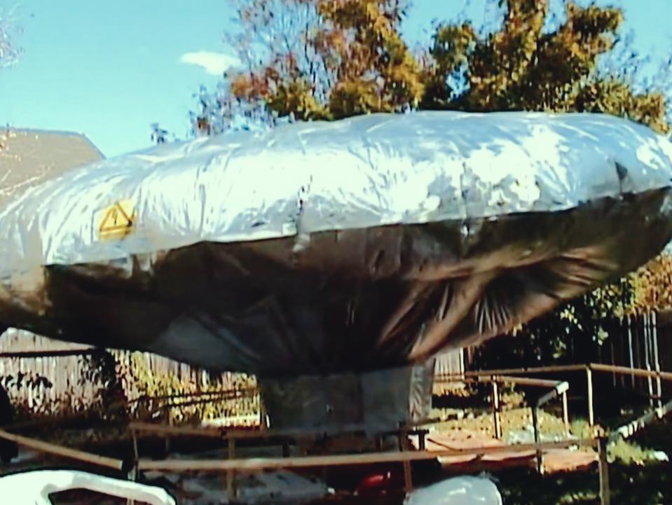 An image of the Heene family's flying saucer in 