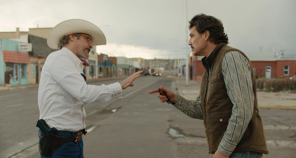Joaquin Phoenix and Pedro Pascal in "Eddington."