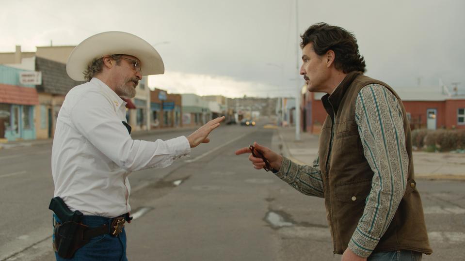 Joaquin Phoenix and Pedro Pascal in "Eddington."