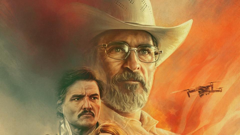 "Eddington" cropped poster featuring Pedro Pascal and Joaquin Phoenix.