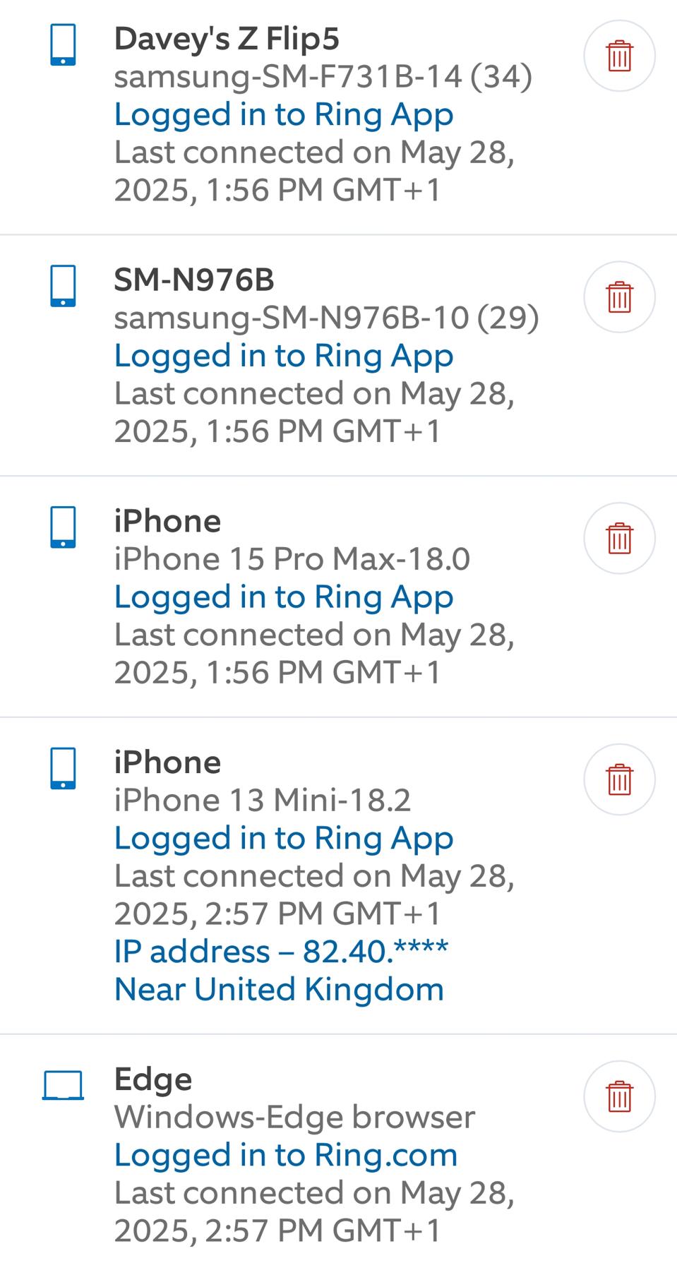 Ring doorbell device logins all dated May 28. Hmmmm?