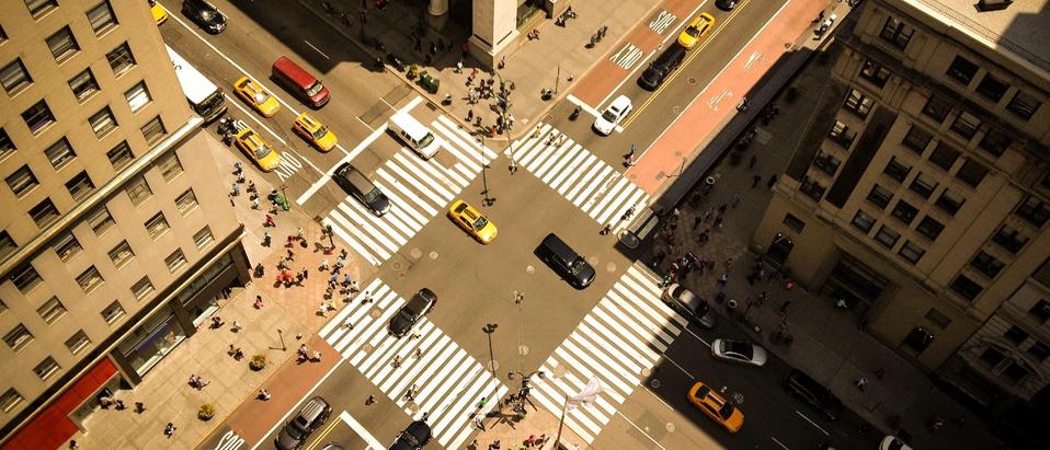 A photo aerial shot of a major intersection.