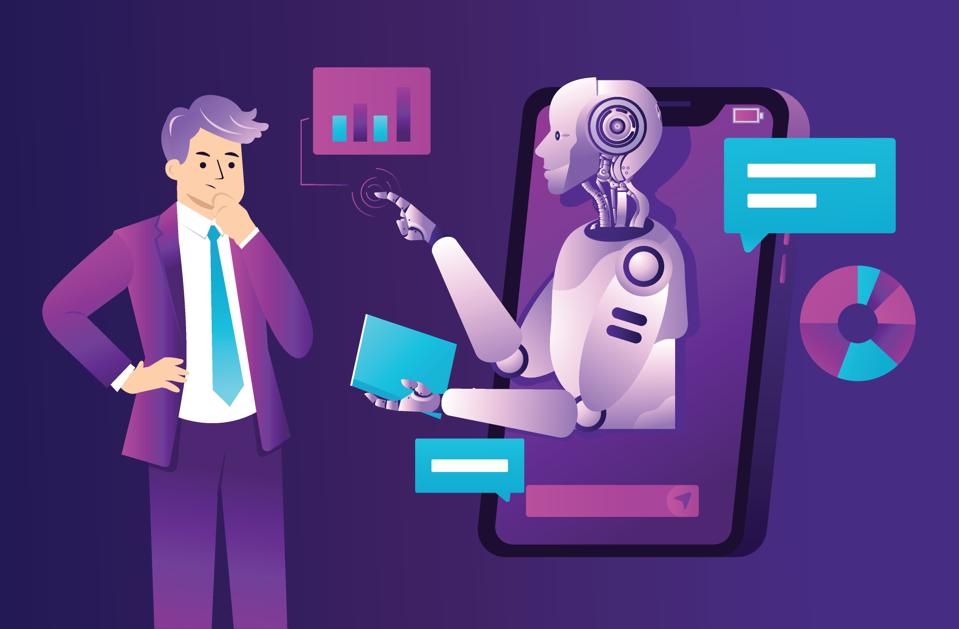 Customers are having dialogs with chatbots on smartphones