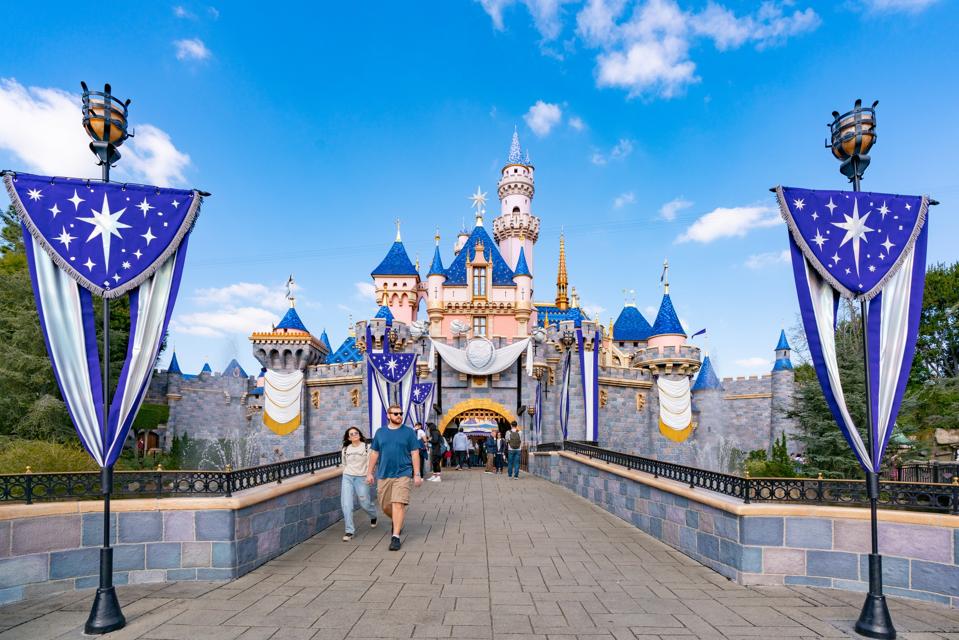 Sleeping Beauty Castle at Disneyland, celebrating '100 Years of Wonder' celebration