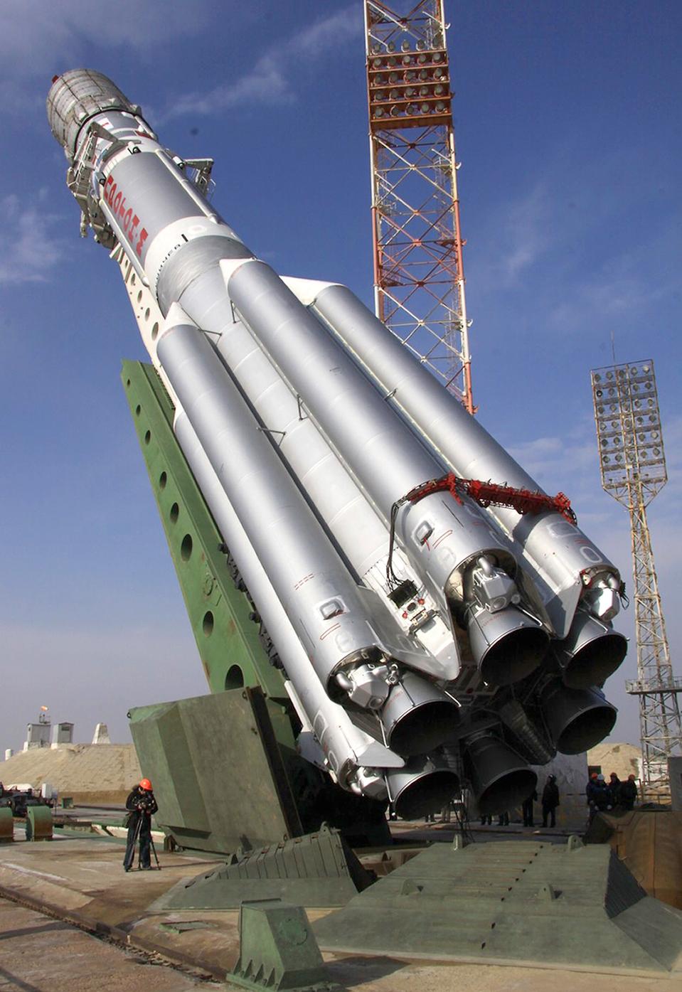 A Russian Proton-M rocket set to launch an Intelsat satellite into orbit