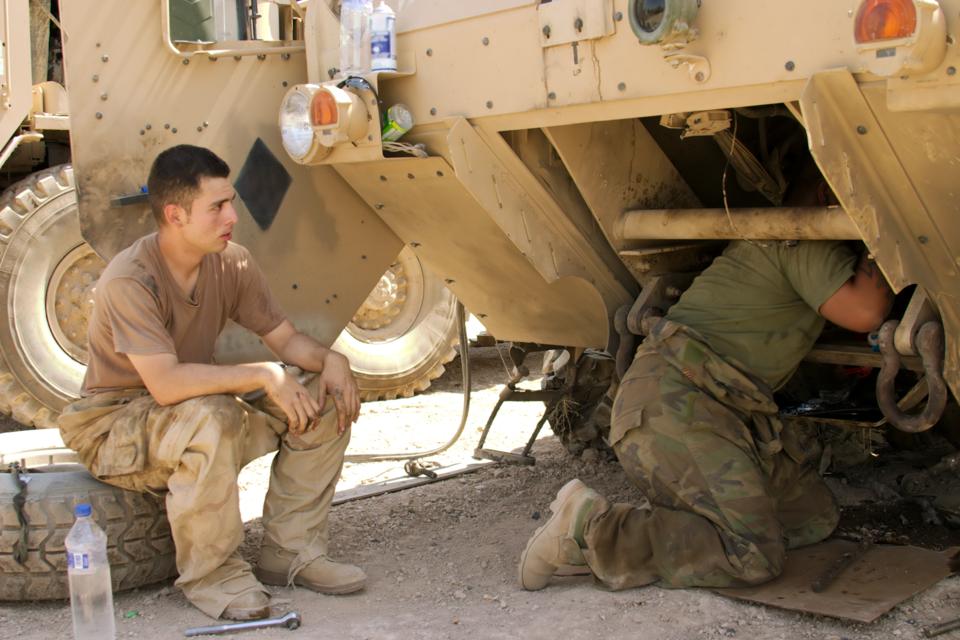 Soldier doing maintenance