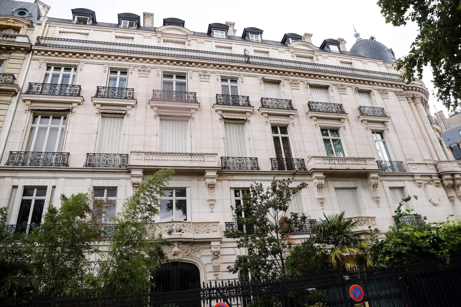 An ornate apartment building in central Paris, formerly owned by Jeffrey Epstein.