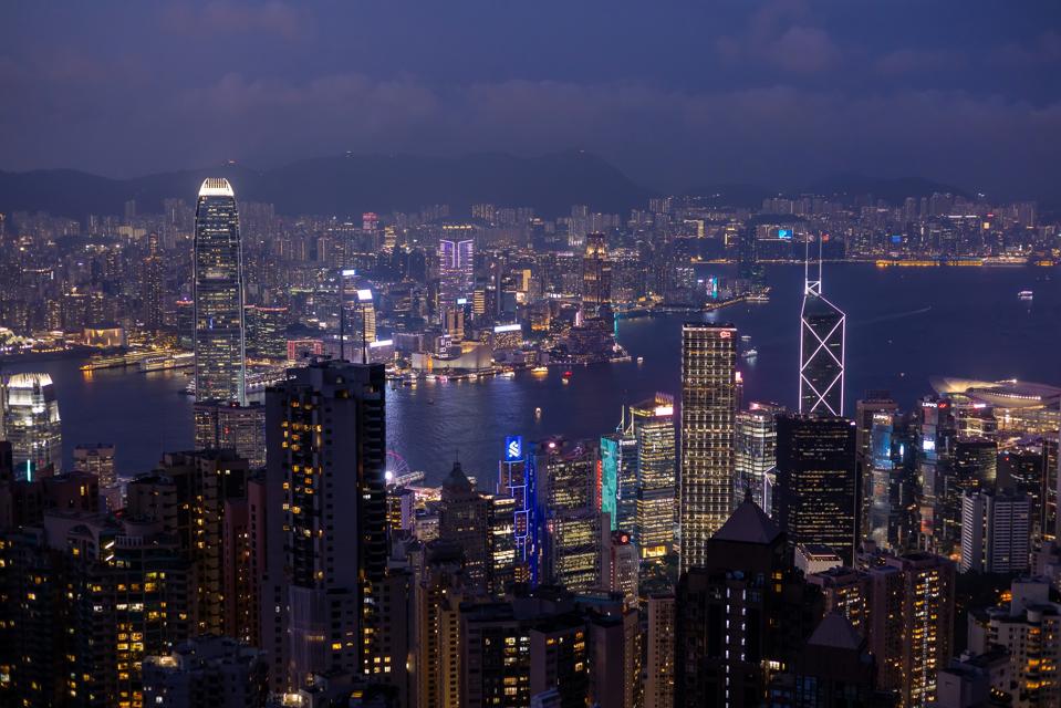 General Views of Hong Kong skyline at night