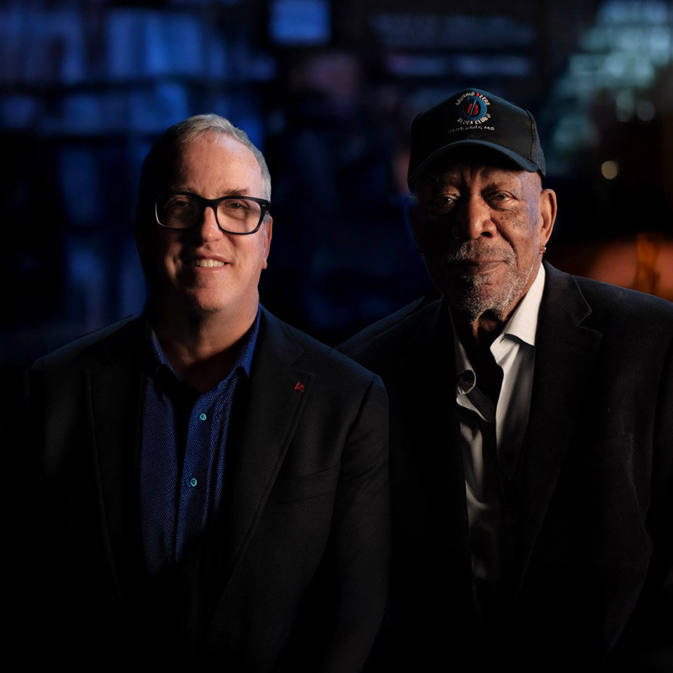 Eric Meier (left) and Morgan Freeman (right) co-own Ground Zero Blues Club in Clarksdale, Mississippi, partnering for this summer's launch of the 'Morgan Freeman's Symphonic Blues Experience' concert tour