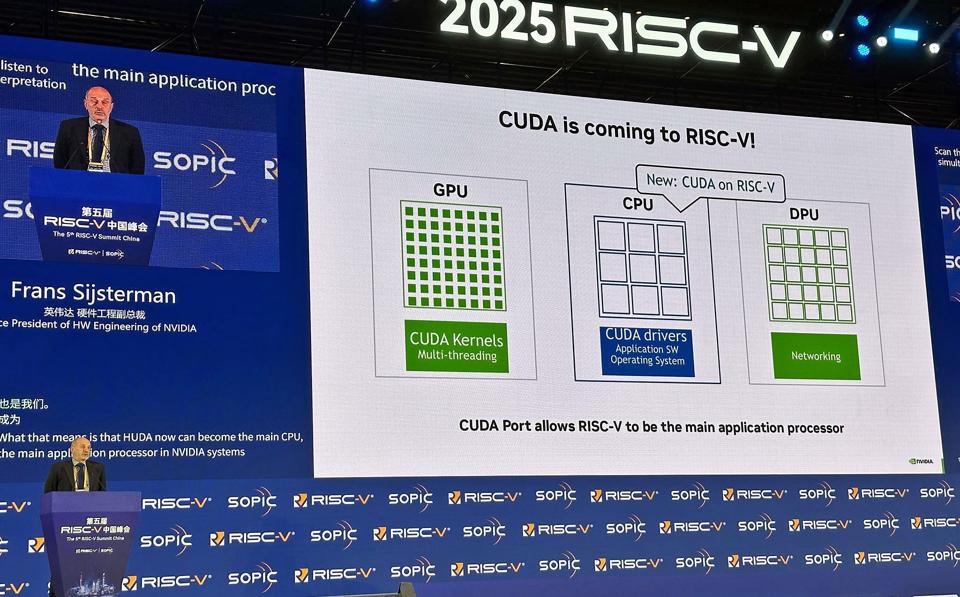 Frans Sijstermans of Nvidia On Stage At RISC-V Summit Announcing CUDA Support For RISC-V Processors