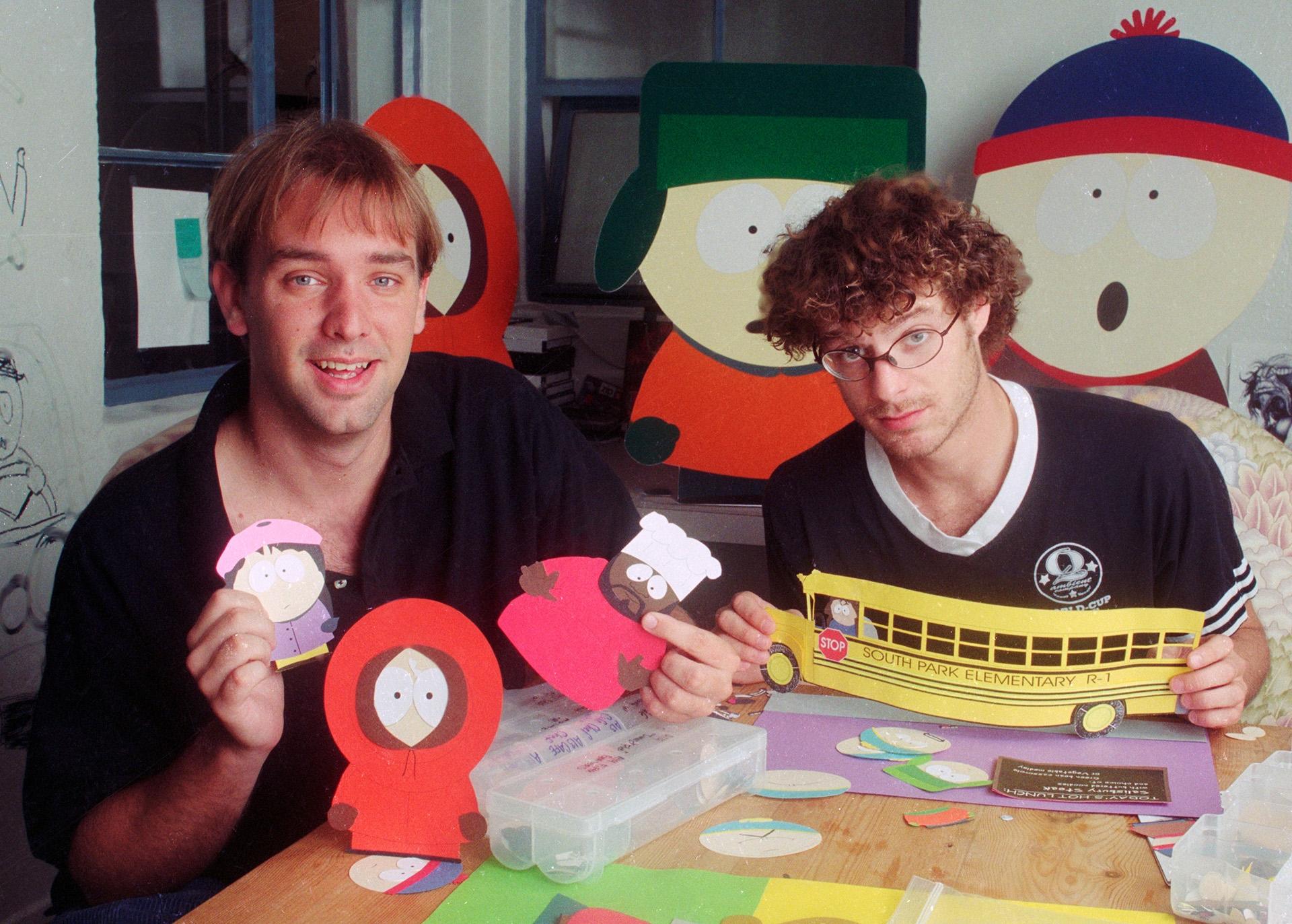 Photo of South Park co-creators, Trey Parker and Matt Stone, in 1997.
