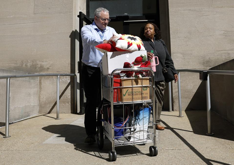 Health And Human Services Department Employees Collect Their Belongings, As More Cuts Are Announced By Trump Administration