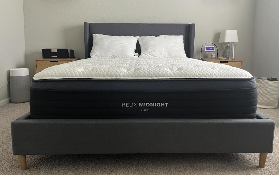 The Helix Midnight Luxe in a bedroom.