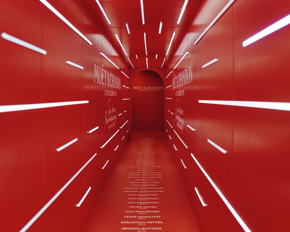 The new Moet & Chandon F1 Champions Corridor unveiled at the Belgium Grand Prix 