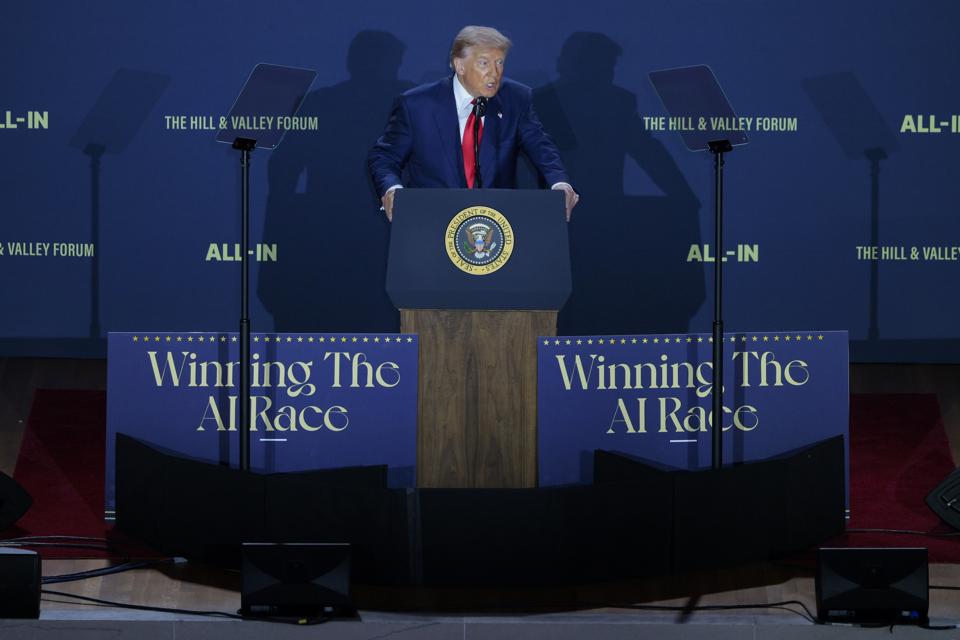 President Trump Delivers Remarks At AI Summit In Washington DC