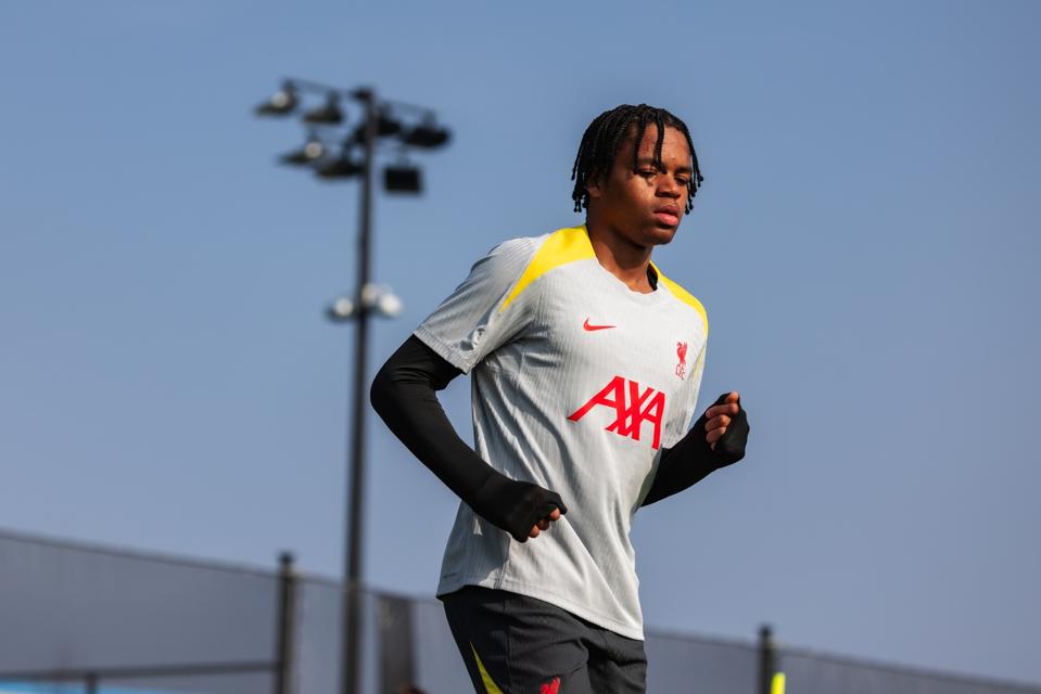 Soccer player Rio Ngumoha training at Liverpool.