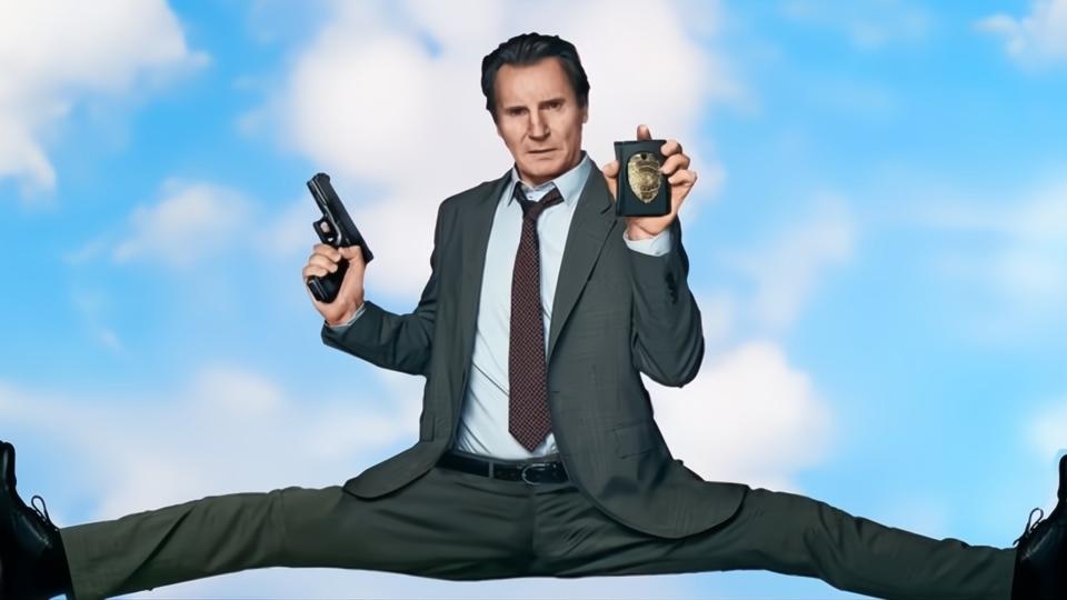 "The Naked Gun" partial poster featuring Liam Neeson.