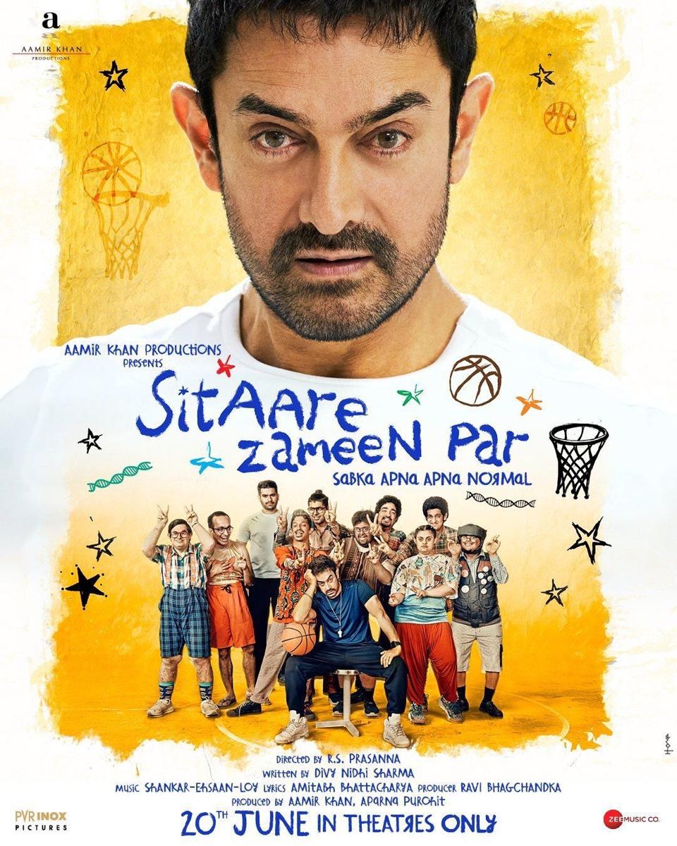Indian star Aamir Khan on a poster of the Bollywood film 'Sitaare Zameen Par'.