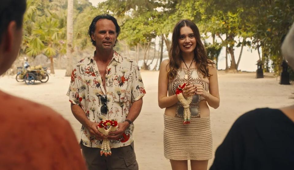 Walton Goggins and Aimee Lou Wood in "The White Lotus" Season 3.