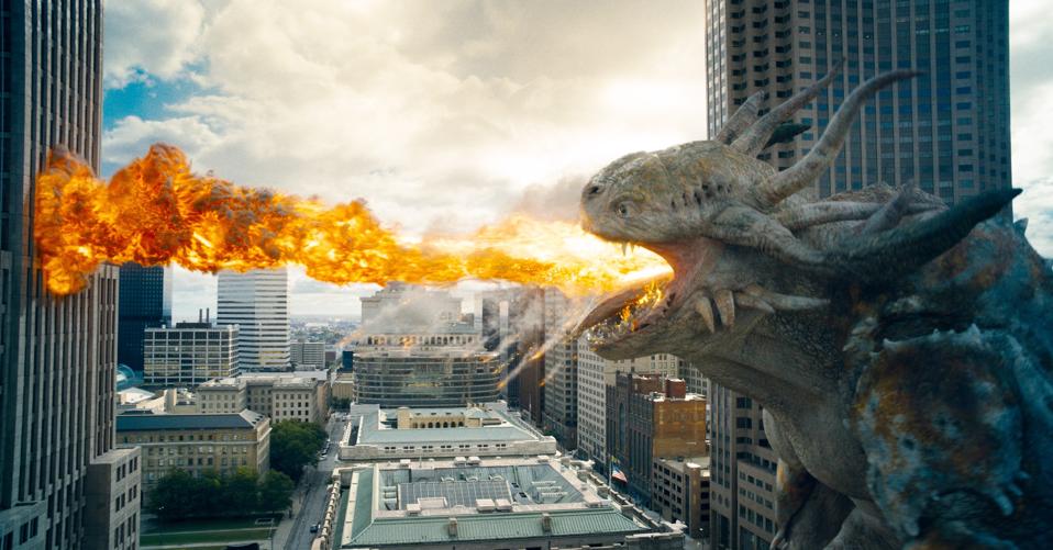 A kaiju attacks Metropolis in "Superman."